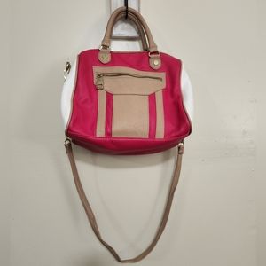 Steve Madden red,  white and tan purse